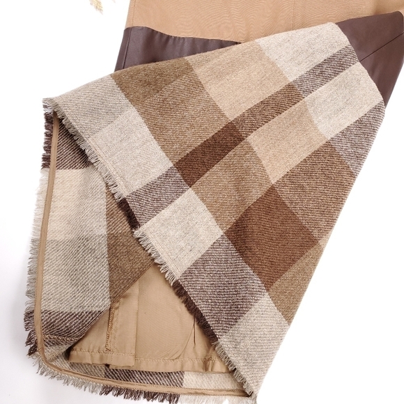 Sara Campbell Tan Beige Brown Colorblock Plaid Dress Sz Xs - Picture 10 of 12